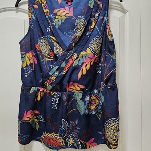 Merona Navy Floral Sleeveless Blouse